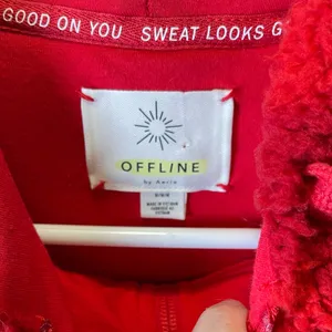 Offline Aerie Women's Red Camo Sherpa Cropped Zip Up‎ Jacket Size Medium thumbnail 8