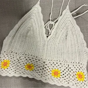 Aerie Textured Halter Cropped Bra Top thumbnail 3