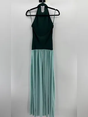 SOLID & STRIPED Soglio Halter Dress in Evergreen & Sky thumbnail 9