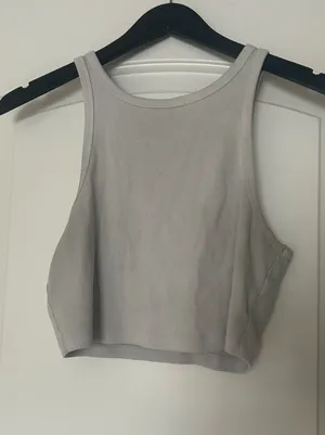 wild fable Light Gray Ribbed Scoop Crop Tank thumbnail 1