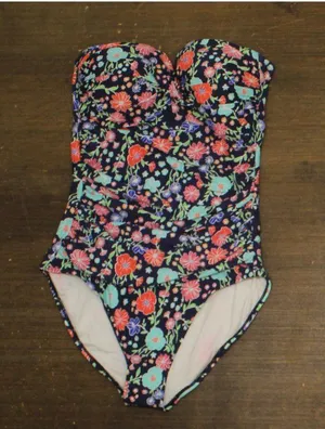 Anne Cole Womens Bandeau One Piece Swimsuit 18MO00560 Blue Multi 10 thumbnail 1