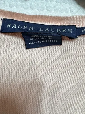 Ralph Lauren Womens V-Neck Lightweight Sweater - Pale Pink thumbnail 2