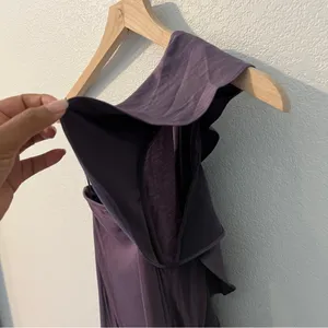 The Limited‎ Purple Satin Ruffle Front Knit Back One Shoulder Blouse Size S thumbnail 8