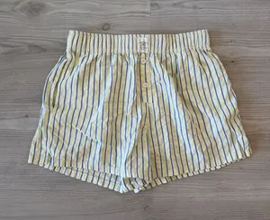 Women’s Yellow and Blue Striped Boxer-Style Shorts thumbnail 1