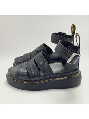 Dr. Martens Clarissa II Quad Milled Nappa Leather Platform Sandals Black Size 5L thumbnail 2