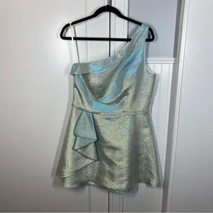 Ieena Mac Duggal One Shoulder Ruffle Cocktail Gown size 10 wedding event‎ thumbnail 2