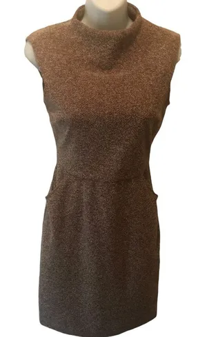 Zara Tweed Flecked Knit Lined Sheath Pencil Dress XS Career Fitted Mock Neck thumbnail 1
