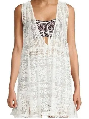 FREE‎ PEOPLE Olivia Sheer Lace Tunic thumbnail 1