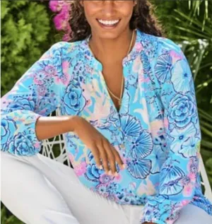 Lilly Pulitzer Elsa Top in Bali Blue Once Upon a Tide thumbnail 1