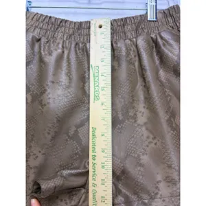 AKIRA Faux Leather Shorts Women Large Brown Snake Print Elastic Waist P1634 thumbnail 3