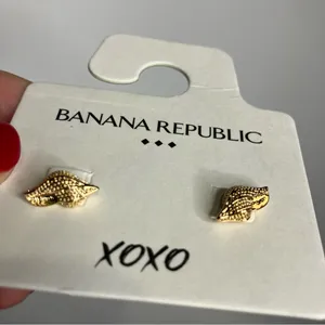 Banana Republic factory seashell stud earrings gold women’s new in‎ package thumbnail 2