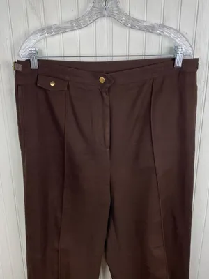 Vintage Lauren Ralph Lauren Brown Pleated Trousers Size 16 Buckle Equestrian thumbnail 3