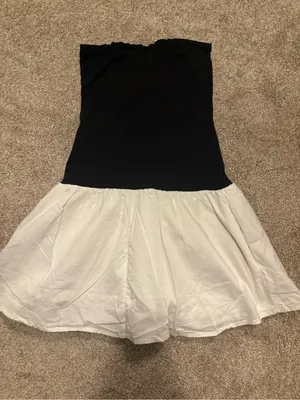 Hollister Black Strapless Dress with White Skirt thumbnail 4