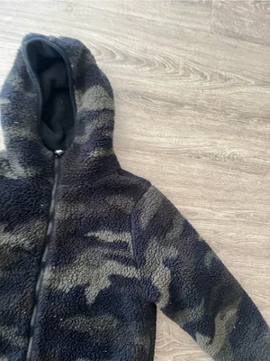 PINK Victoria’s Secret Camo Sherpa Jacket Womens XL Black Fleece Zip Hoodie thumbnail 6
