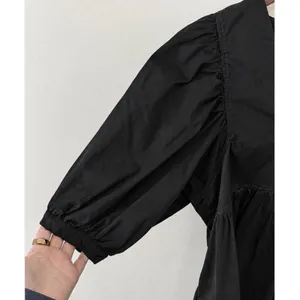 Hunter Bell Women's "Maya" Black Cotton‎ Puff Sleeve Poplin Dress Size S thumbnail 5