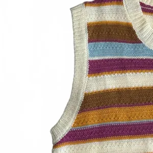 Pinch Multi-Color Striped Sweater Vest Size Medium Boho Retro Knit thumbnail 3