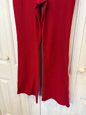 Athleta red salutation stash rib flare pants size large thumbnail 4