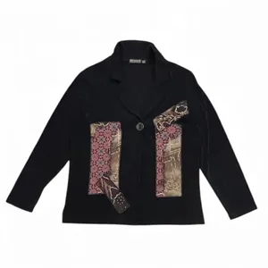 Picadilly Fashions Floral Patchwork Black Blazer Cardigan Size Medium thumbnail 2