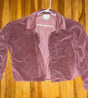 American Eagle Pink Corduroy Cropped Jacket thumbnail 1
