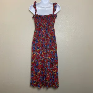 Natural Life Megan Smocked Midi Dress Small Bohemian Boho Chic Cottagecore thumbnail 3