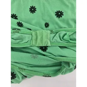 Free People Bodysuit Women Large Green Daisy Floral Intimately Ruched Sweetheart thumbnail 3