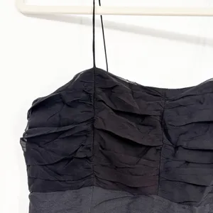 Odessa Womens Black 100% Silk Ruched 90s Whimsigoth Cocktail Mini Dress Size‎ 6 thumbnail 2