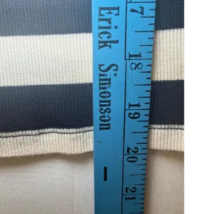 Madewell Women Navy Cream Striped Ribbed Turtleneck Long Sleeve Top Size L‎ thumbnail 5