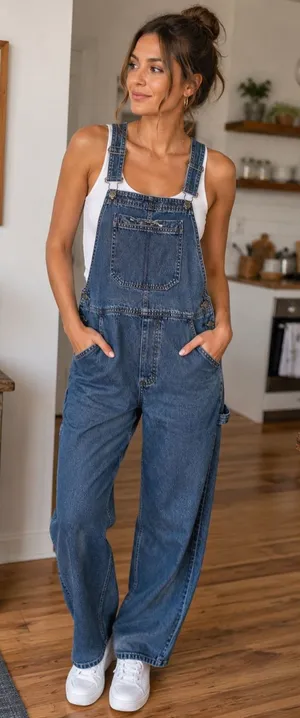 Cherokee Medium Wash Denim Overalls Women’s Large Adjustable Carpenter Jeans thumbnail 1