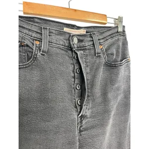 Levi Jeans Womens 29 Black Ribcage Straight Ankle High Rise Classic Boho thumbnail 4