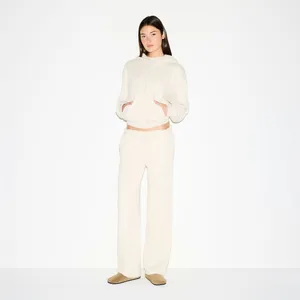 New Skims Cotton Fleece Classic Straight Leg Pant Oatmeal Hearher Medium NWT thumbnail 2
