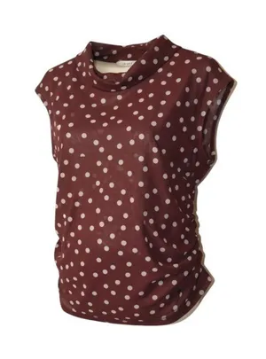 Anthropologie XL NWT Brown Polka Dot Cowl Neck Ruched Sheer Blouse Top thumbnail 1
