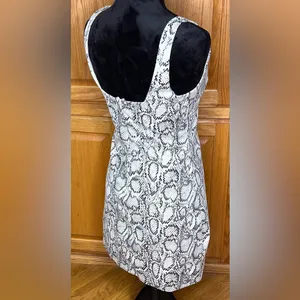 ZARA Animal Print‎ Snakeskin Faux Suede Mini Dress Black & Ecru Size Medium thumbnail 7