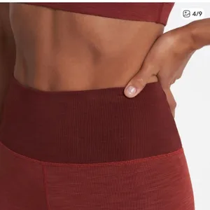Vuori Lux Rib Studio Leggings Currant Heather burnt red color size large thumbnail 10