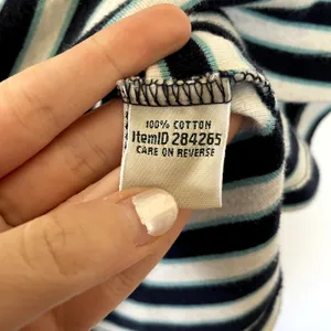 L.L.Bean blue white striped sailor style women's shirt S cotton top boat‎ neck thumbnail 4