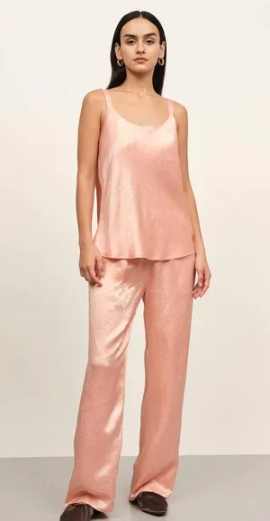 Free People Coral Satin Pajama Set thumbnail 1