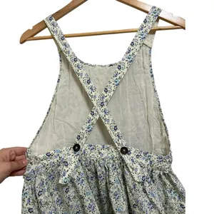 Free People Petunia Apron-Style‎ Floral Mini Dress Blue Cream XS thumbnail 5