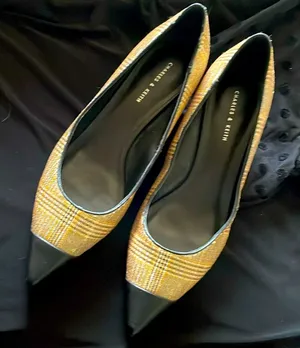 Charles & Keith sequin plaid kitten heels thumbnail 1