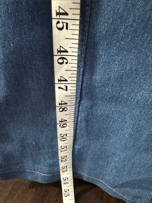 Sleeveless Sexy Blue Denim Jumpsuit Front Zip Slim Fit Retro 70s Flare Size S thumbnail 14