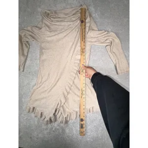 Claudia Nichole M Silk Cashmere Ruffle Wrap Cowl Neck Sweater Tunic thumbnail 12