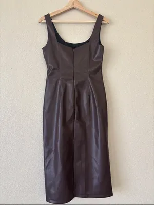 Commense Sleeveless Brown Faux Leather Midi Dress- NWT thumbnail 4