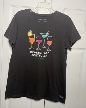 Life is Good Crusher Tee Womens Size L Gray Diversified Portfolio Cotton Graphic thumbnail 1