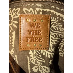 We The Free Reina Tan Brown Lamb Leather Slouchy Hobo Tote Bag Paisley Lining thumbnail 3