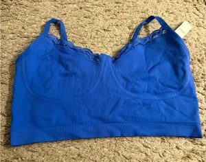 Aerie Blue Superchill Seamless Lace Trim Corset Tank Top Bralette - size XL thumbnail 1