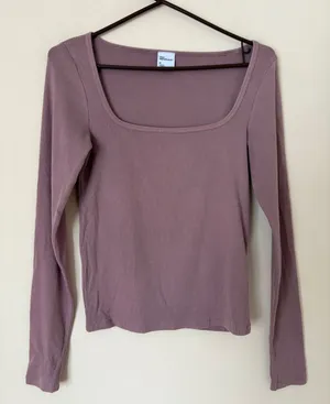 Aritzia TNA Homestretch mauve square neck long sleeve top thumbnail 1