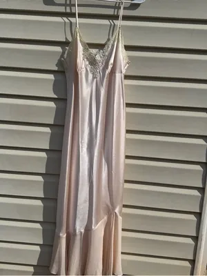 Cinema Etoile Satin Nightgown Robe Set Pink Lace Medium Vintage Style thumbnail 7
