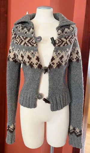 Abercrombie Vintage Y2K Gray Nordic-Pattern Women’s Knit Sweater Jacket thumbnail 1