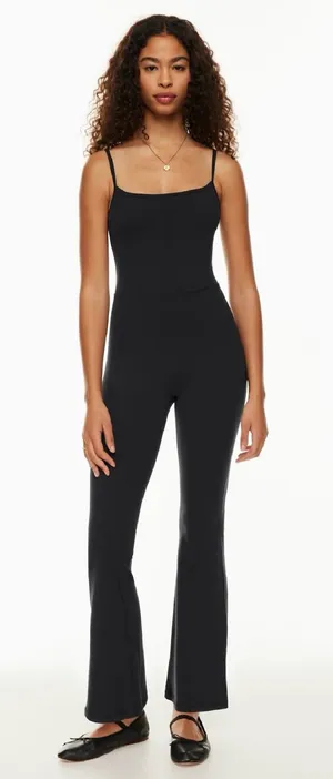 Wilfred Free Freestyle Black Spaghetti-Strap Flared Jumpsuit size 2XS thumbnail 1