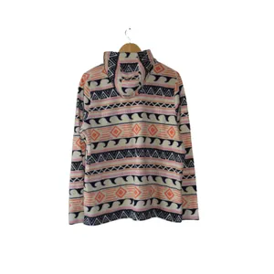 O'Neill Fleece Pullover Women Large Cream Orange Tribal Print Half Zip Excellent thumbnail 2