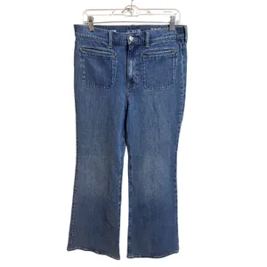 J.Crew 96 Flare Jeans 29 Blue NEW High Rise Patch Pocket RE-96-IDG thumbnail 2