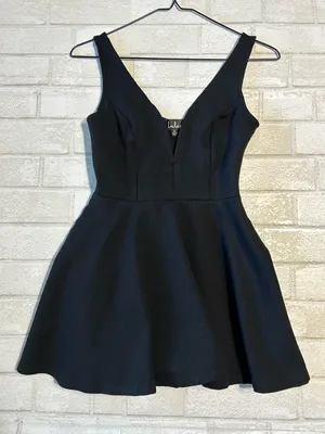 Lulu's Black V-Neck Fit & Flare Mini Dress thumbnail 1